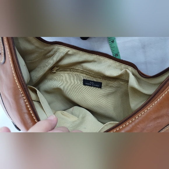 Anne Klein Soft Leather Hobo Shoulder Bag in Cognac Brown with Studs - Picture 5 of 5